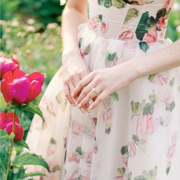 Floral White and Pink Women's Dress - Picture 6 of 7
